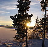 Winter on Nimpo Lake is usually sunny and beautiful.